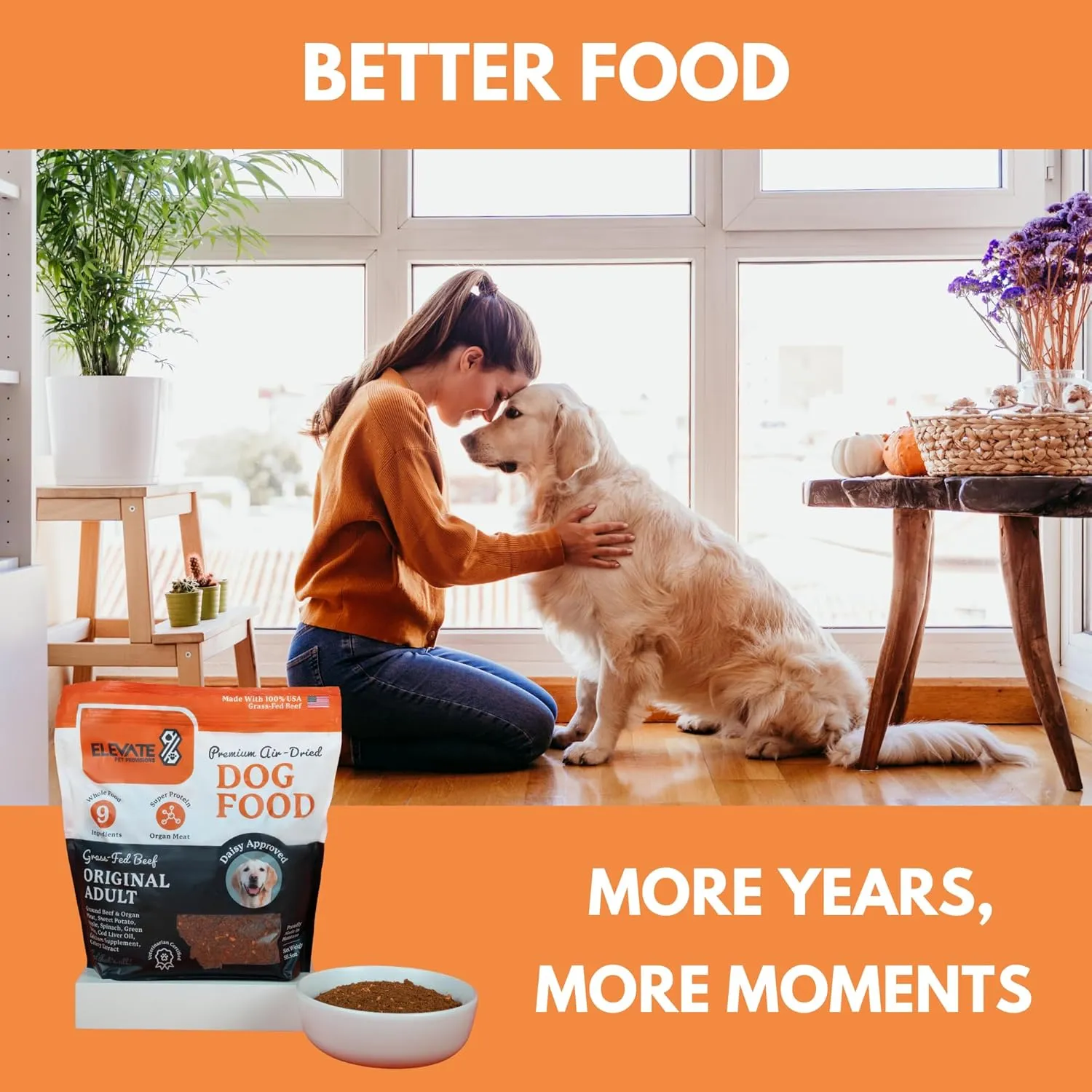 100% Human Grade Air Dried Dog Food - All Natural - USA Grass Fed Beef - Limited Ingredient - Grain Free - Dehydrated - Complete Meal or Topper Beef Flavor - Sample Bag