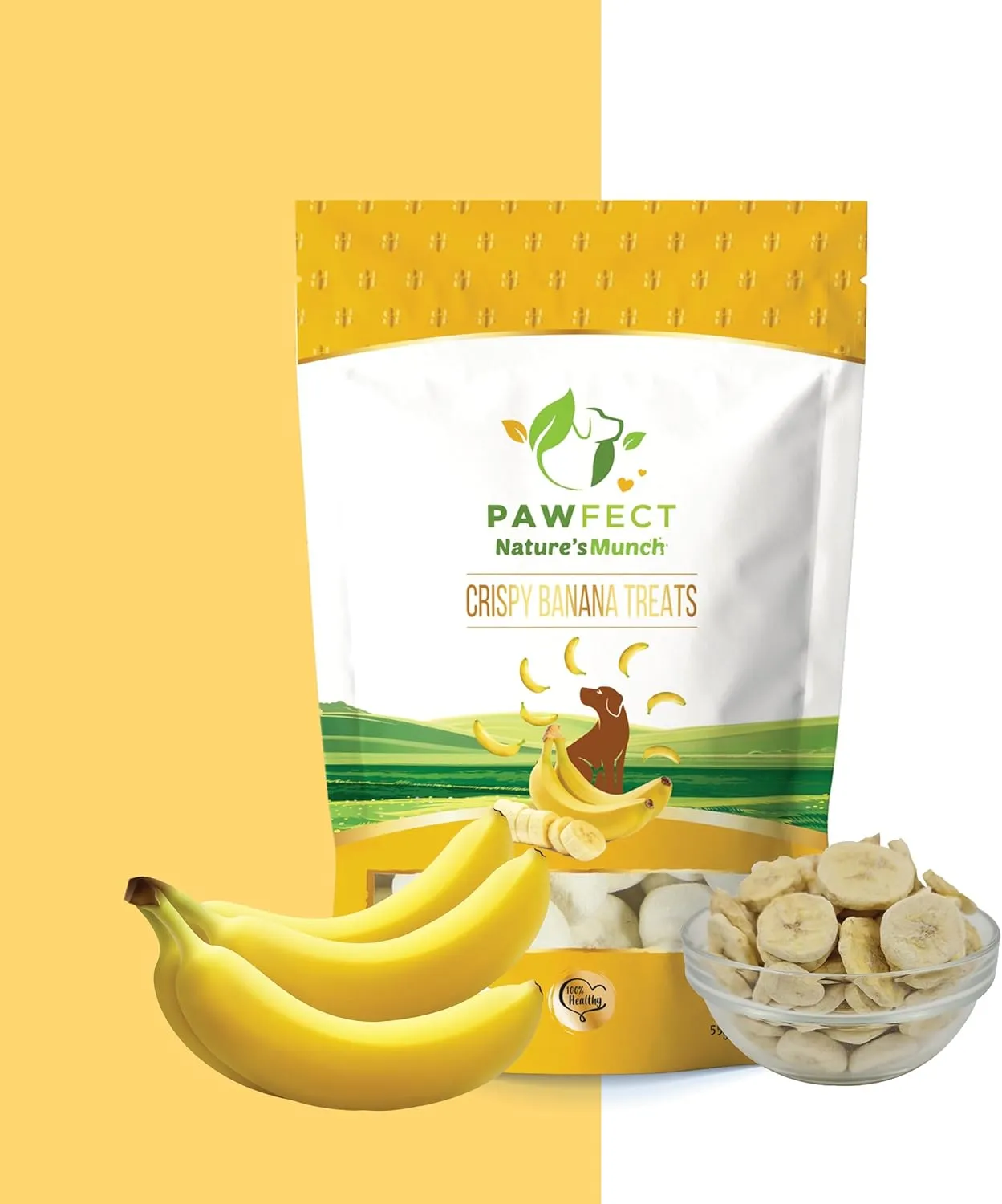 100% Natural Freeze-Dried Banana Treats for Dogs | Single Ingredient | Vegan Treats | Grain & Gluten Free | Low Calorie Training Treats (1.94oz)