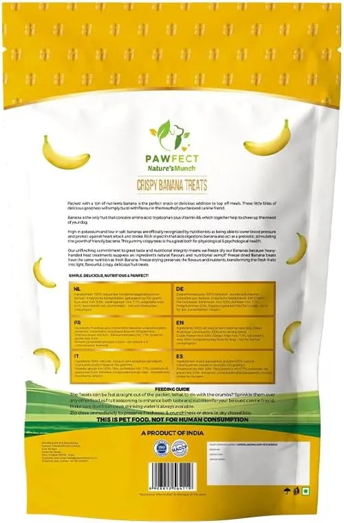 100% Natural Freeze-Dried Banana Treats for Dogs | Single Ingredient | Vegan Treats | Grain & Gluten Free | Low Calorie Training Treats (1.94oz)