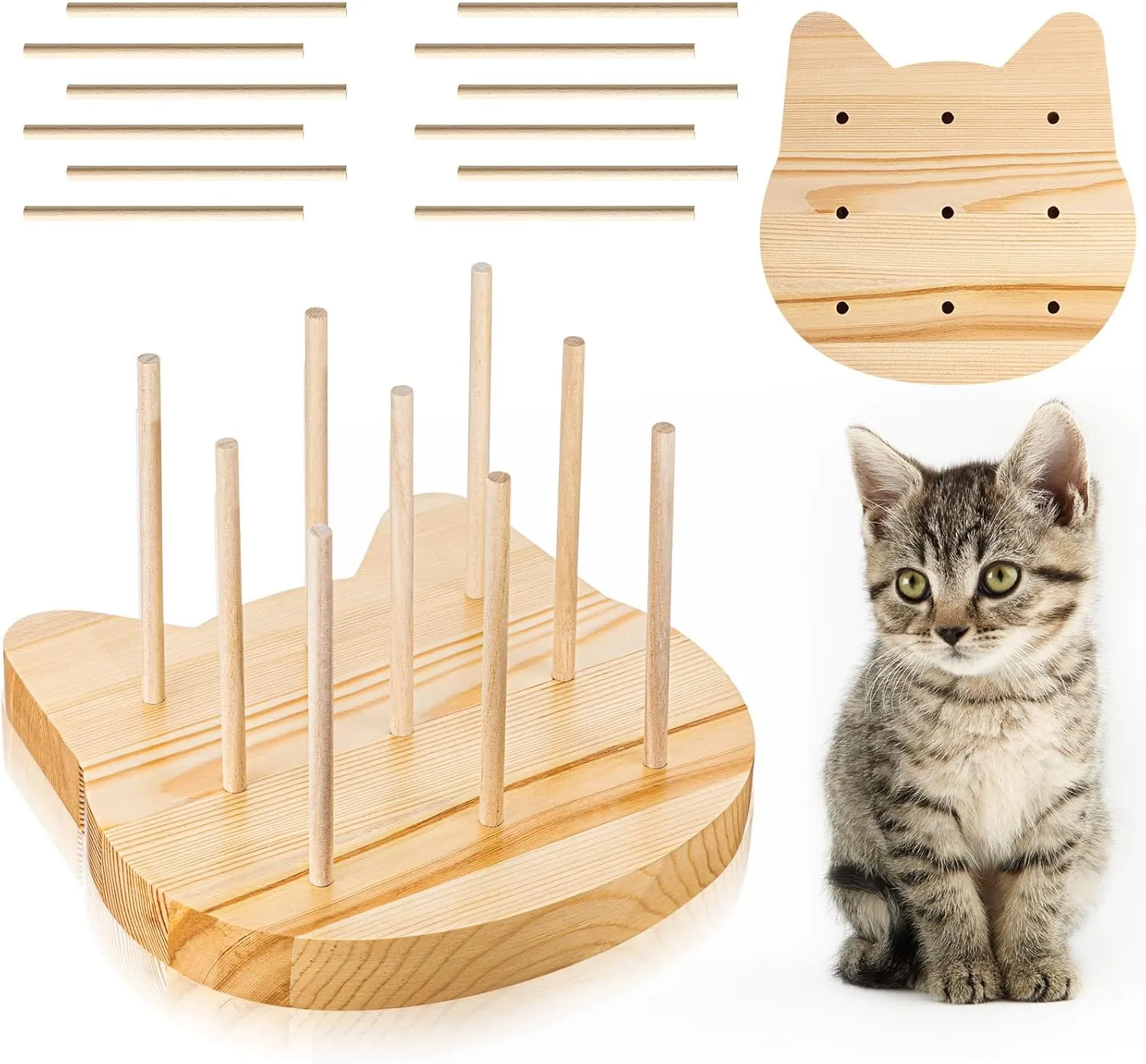 15 Pcs Wood Sticks with Stand for Cats Chew Toys Natural Paulownia Cat Chew Stick Toy Catnip Treat Toys Catnip Sticks for Indoor Cats Kittens Dental Care Teeth Cleaning