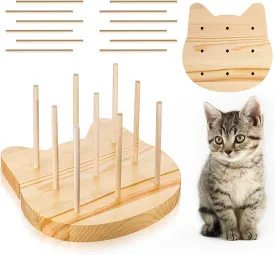 15 Pcs Wood Sticks with Stand for Cats Chew Toys Natural Paulownia Cat Chew Stick Toy Catnip Treat Toys Catnip Sticks for Indoor Cats Kittens Dental Care Teeth Cleaning