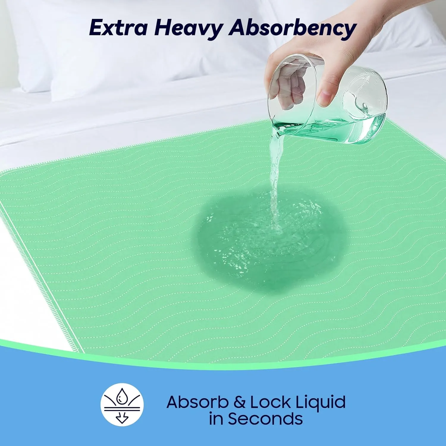 2 Pack 36 x 54 Extra Heavy Absorbency Washable Underpads, Waterproof Nursing Pads Incontinence Bed Pads, Reusable Washable Pee Pads for Dogs, Diaper Changing & Adults, Mattress Protector