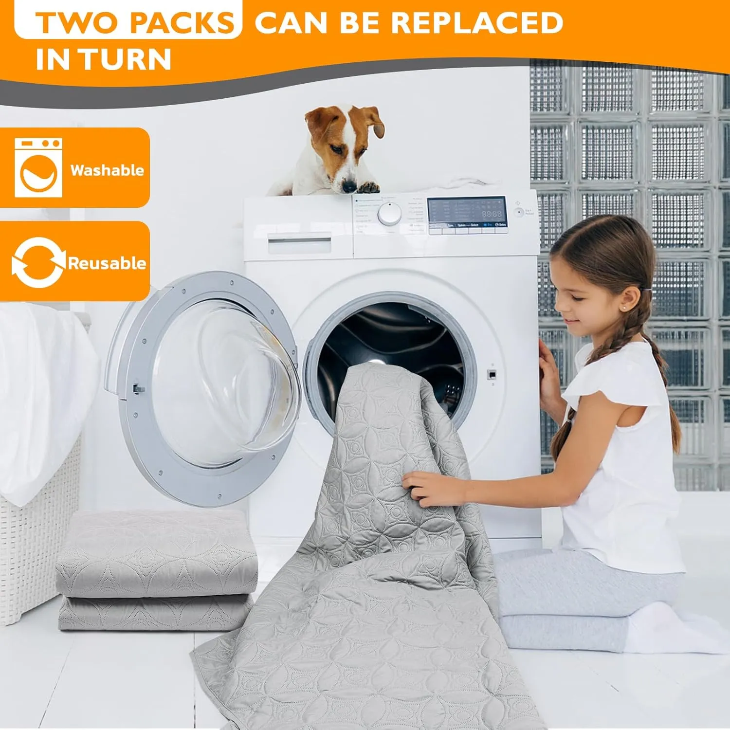 2 Packs Waterproof Dog Blankets Washable for Large Dog, Pet Couch Covers Protect Bed Sofa Furniture, Soft Reversible Dog Blankets Anti Scratches Dirty for Puppy Kids (54"82", Light/Dark Grey)