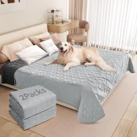 2 Packs Waterproof Dog Blankets Washable for Large Dog, Pet Couch Covers Protect Bed Sofa Furniture, Soft Reversible Dog Blankets Anti Scratches Dirty for Puppy Kids (54"82", Light/Dark Grey)