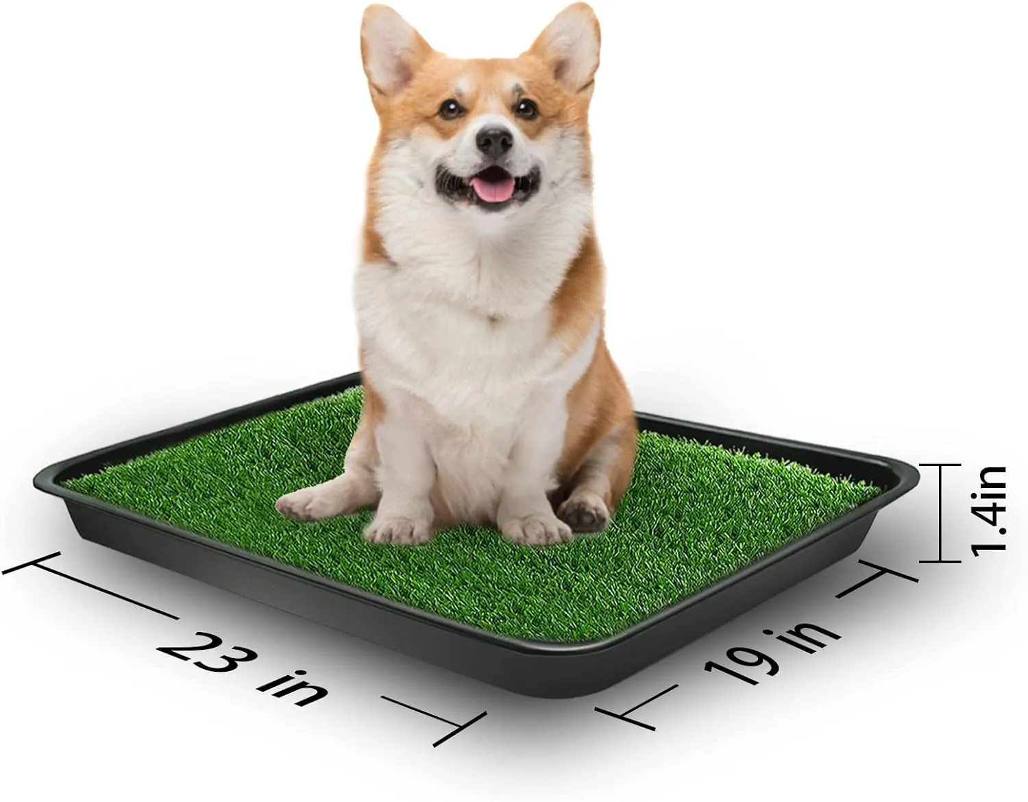 23 x 19 in Pet Potty Grass Mat with Tray, Complete Potty System for Indoor/Outdoor Puppy Training, Reusable Pet Litter Box Training Pads is Easy to Clean Good and Use
