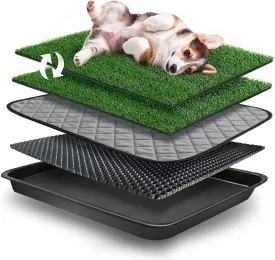 23 x 19 in Pet Potty Grass Mat with Tray, Complete Potty System for Indoor/Outdoor Puppy Training, Reusable Pet Litter Box Training Pads is Easy to Clean Good and Use