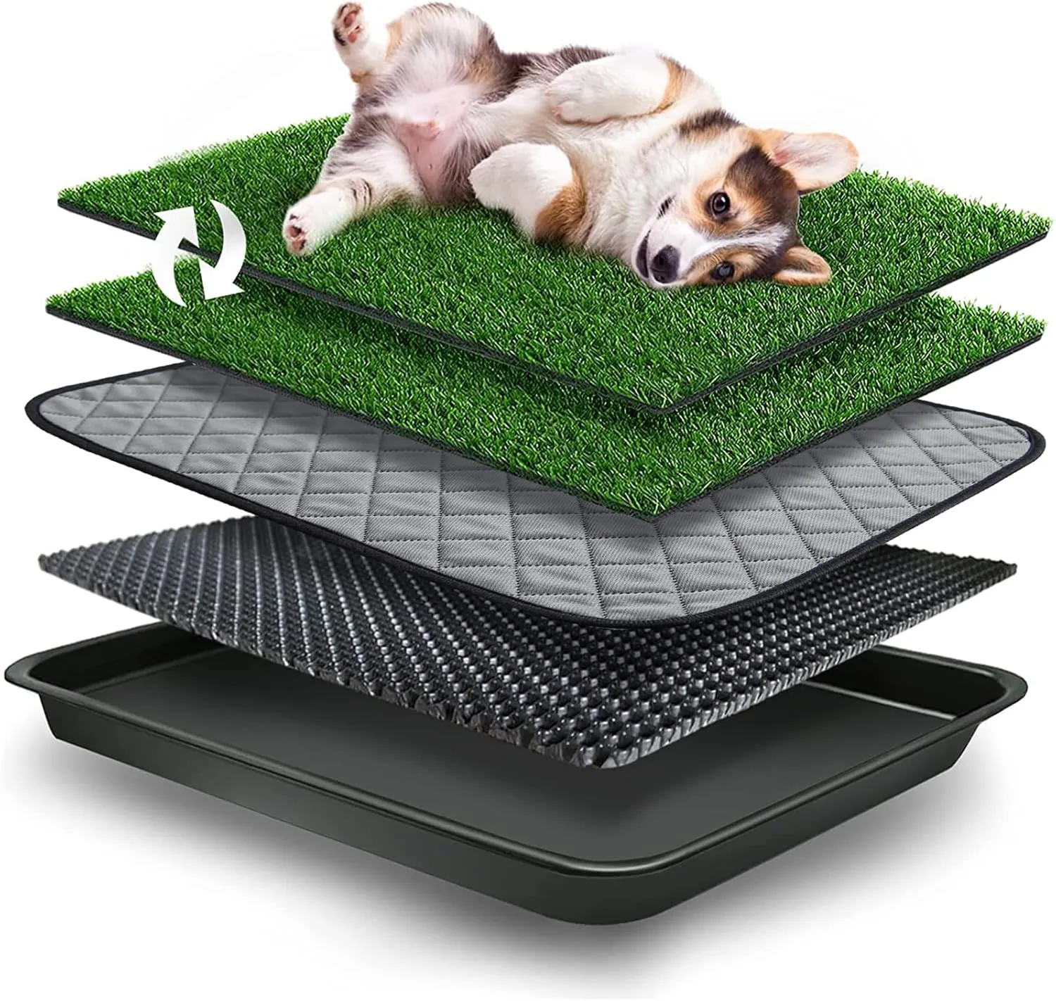 23 x 19 in Pet Potty Grass Mat with Tray, Complete Potty System for Indoor/Outdoor Puppy Training, Reusable Pet Litter Box Training Pads is Easy to Clean Good and Use