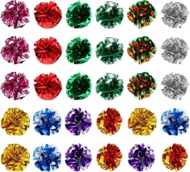 30 Pcs Cat Crinkle Balls, 2.36" Mylar Crinkle Balls Cat Toys, Polyester Film Crinkle Balls Cat Toys, Colorful Chase Cat Ball Toys for Indoor Cats and Kittens, Interactive Crinkle Balls