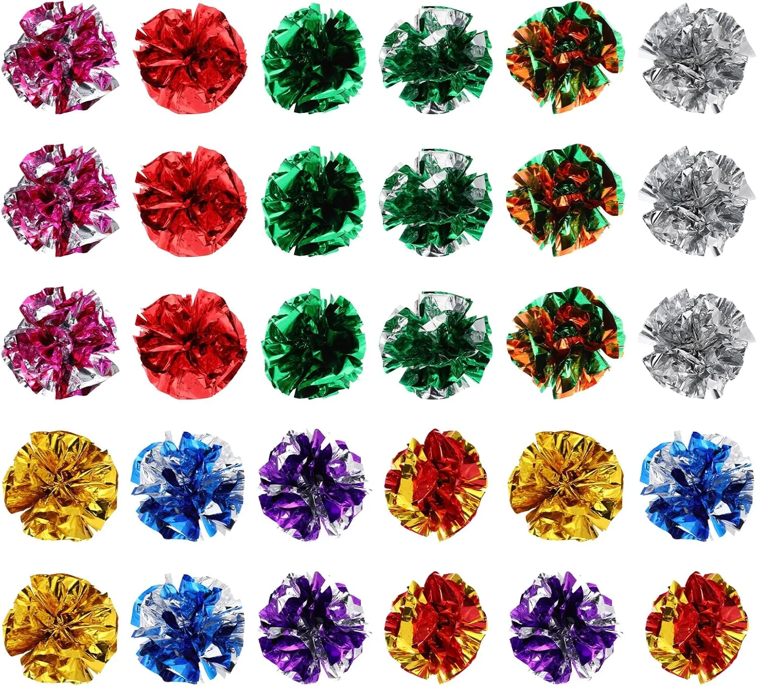 30 Pcs Cat Crinkle Balls, 2.36" Mylar Crinkle Balls Cat Toys, Polyester Film Crinkle Balls Cat Toys, Colorful Chase Cat Ball Toys for Indoor Cats and Kittens, Interactive Crinkle Balls