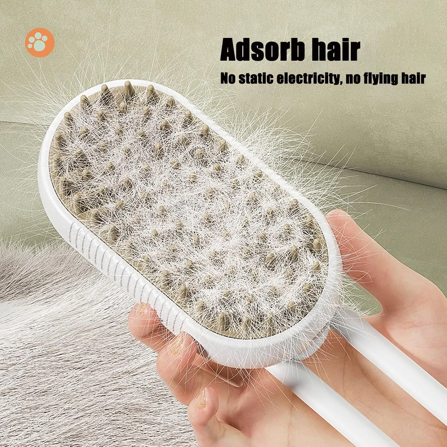 3in1 Steam Cat Grooming Brush, Shedding Brush for Long Haired & Short Haired Cat, Kitten  for Removes Loose Undercoat.