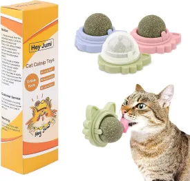 3Pcs Catnip Toy Balls with Three Mixed Flavors, Nature Edible Cat Silvervine Chew Toys, Healthy Kitten Wall Treats, Teeth Cleaning Toys for Indoor Cats, Gift Box for Kitten Pet