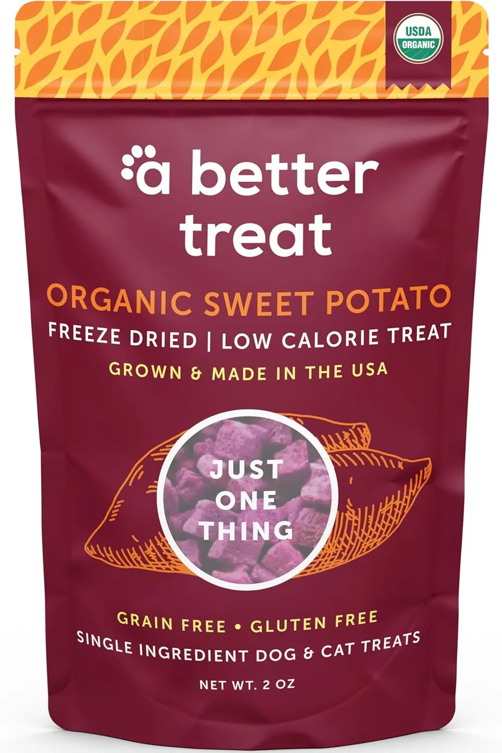 A Better Treat  Freeze Dried Organic Purple Sweet Potato Dog and Cat Treats, Organic, Single Ingredient | Natural, Healthy, Diabetic Friendly | Made in The USA