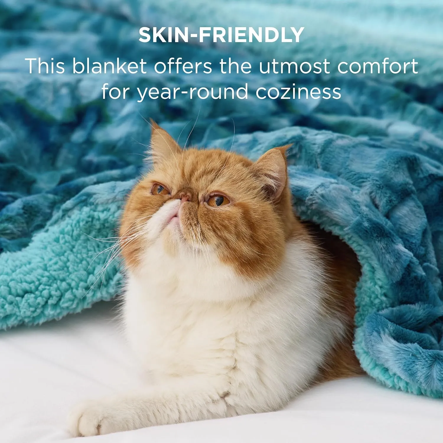 Bedsure Sherpa Fluffy Blanket Twin Size - Fleece Soft and Cozy Throw for Women, Plush & Fuzzy Faux Fur Blanket for Couch, Sofa and Bed, Tie Dye Design, Teal, 60x80 Inches