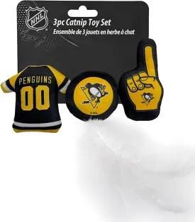 Best Plush CAT Toy NHL Pittsburgh Penguins Complete Set of 3 Piece Cat Toys Filled with Fresh Catnip. Includes: 1 Jersey Cat Toy, 1 Hockey Puck Cat Toy with Feathers & 1#1 Fan Cat Toy. with Team Logo