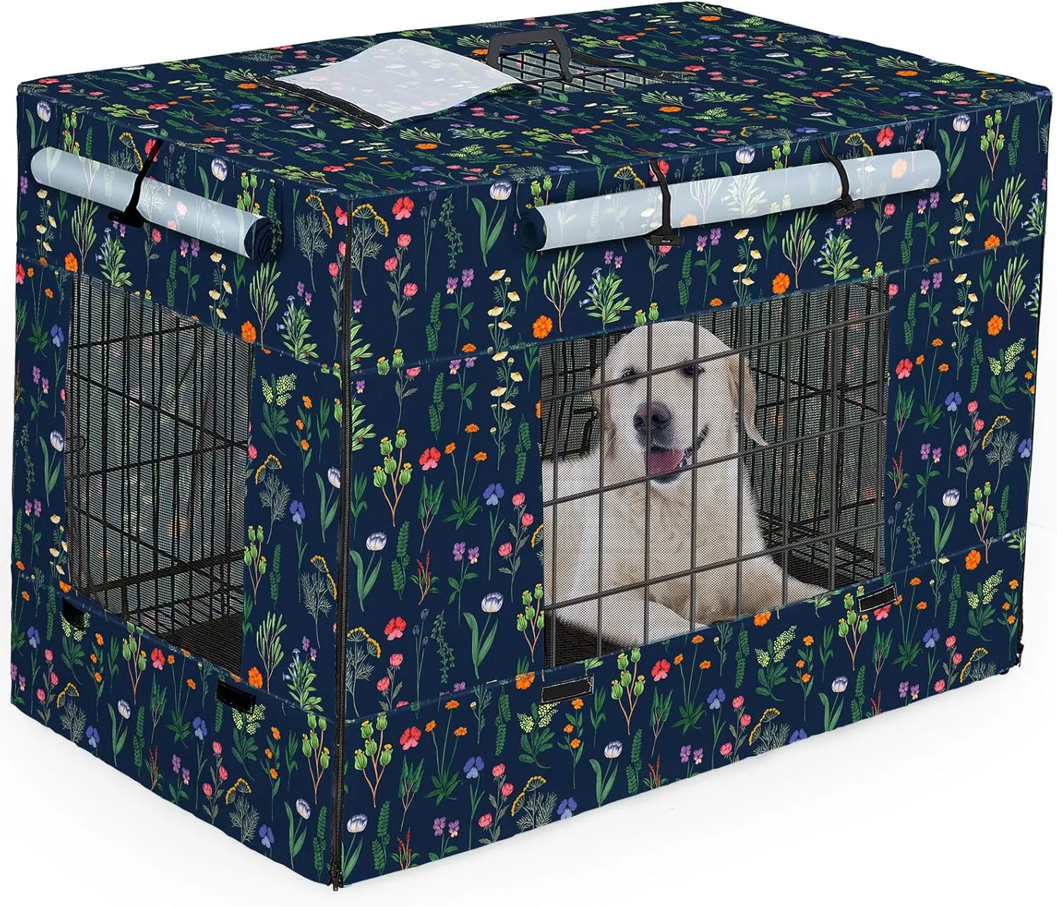Bienbee Dog Crate Cover, 48 inches Windproof Crate Covers for Dog Cages Breathable Dog Kennel Cover Double Sided Zipper Dog Cage Cover for Wire Dog Cage Indoor Outdoor Protection