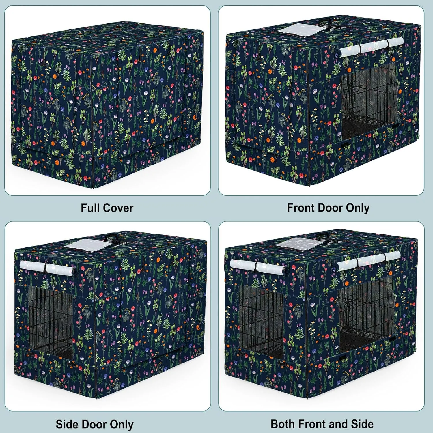 Bienbee Dog Crate Cover, 48 inches Windproof Crate Covers for Dog Cages Breathable Dog Kennel Cover Double Sided Zipper Dog Cage Cover for Wire Dog Cage Indoor Outdoor Protection