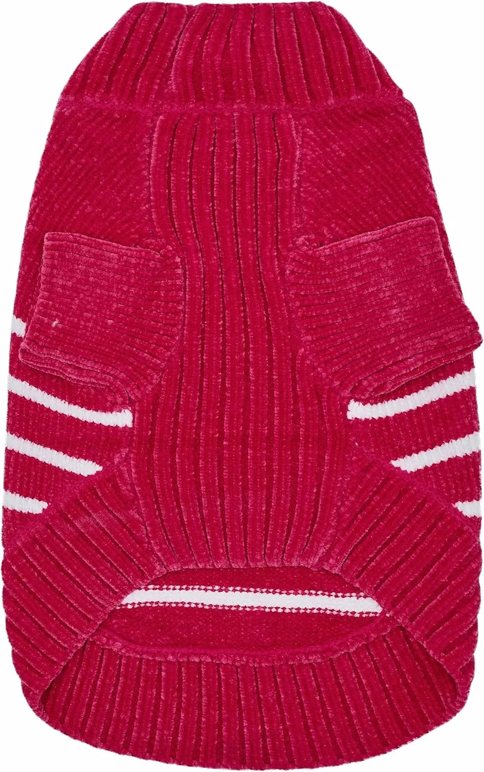 Blueberry Pet Cozy Soft Chenille Classy Striped Dog Sweater in Hot Pink, Back Length 12", Pack of 1 Clothes for Dogs