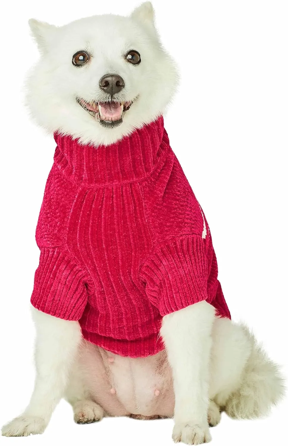 Blueberry Pet Cozy Soft Chenille Classy Striped Dog Sweater in Hot Pink, Back Length 12", Pack of 1 Clothes for Dogs