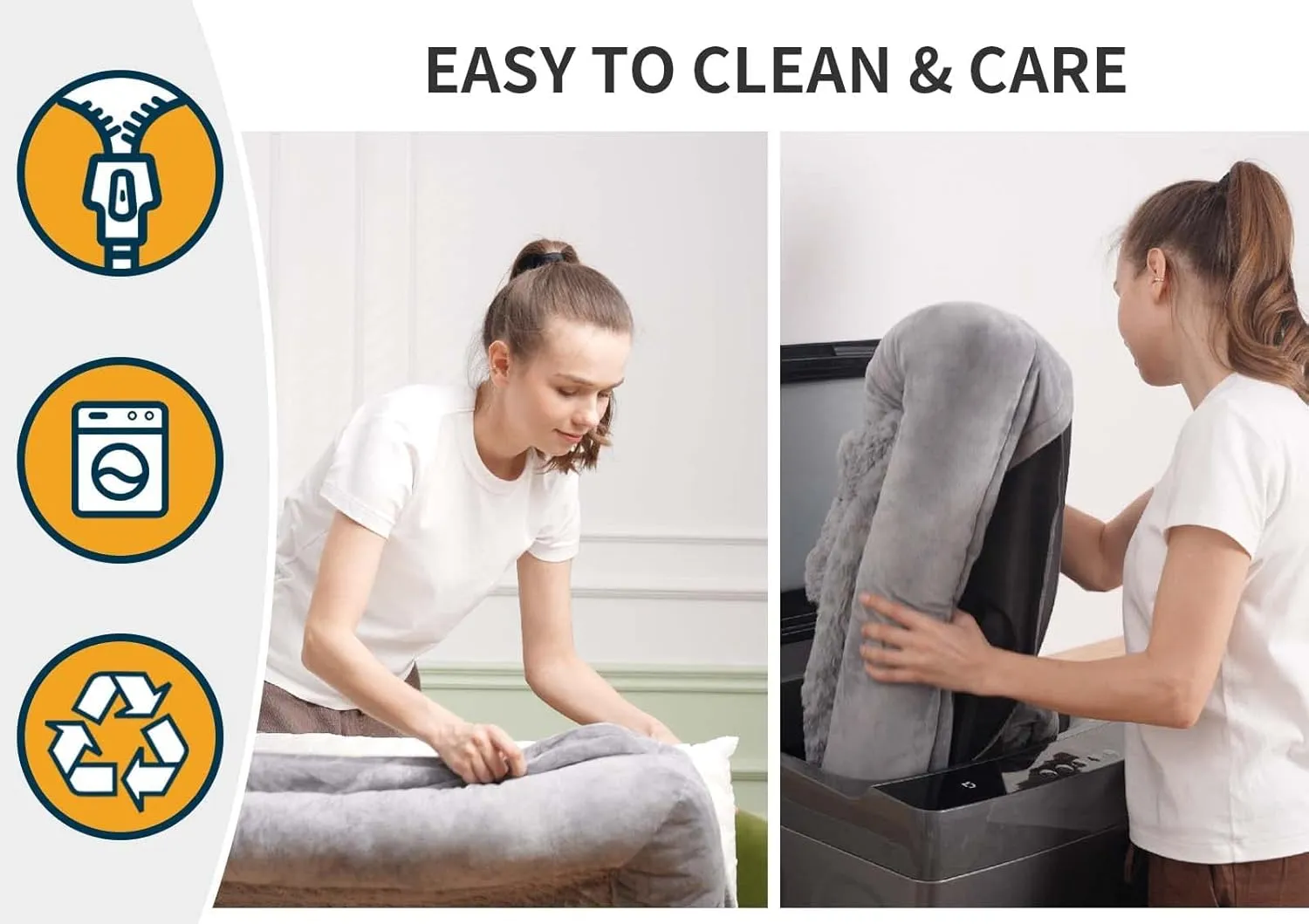 Bolster Dog Bed for Extra Large Dogs, Memory Foam Orthopedic L-Shape Dog beds with Removable Washable Cover, Cozy Plush Pet Sofa, Pet Bed with Waterproof Lining and Nonskid Bottom