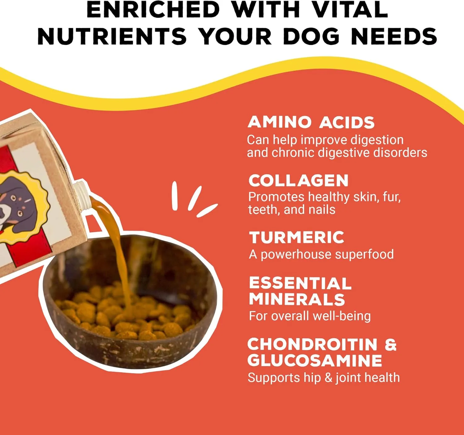 Brutus Bone Broth for Dogs | All Natural | Made in USA | Glucosamine & Chondroitin for Healthy Joints | Human Grade Ingredients | Hydrating Dog Food Topper, Gravy & Treat (Pork)