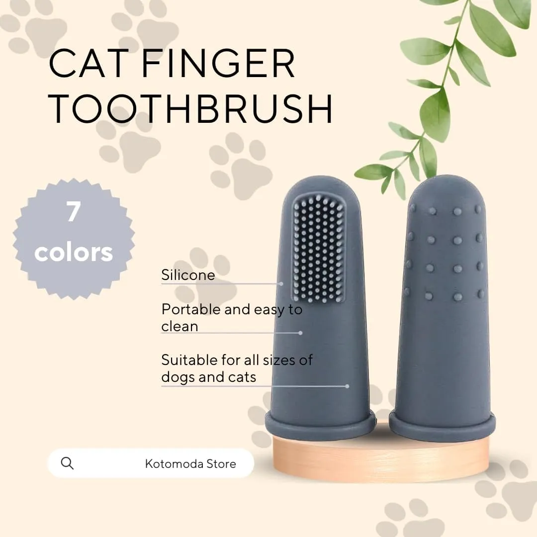 Cat Finger Silicone Toothbrush, Dog Tooth Brush with Food Grade Silicone, Keep pet's Mouth Clean and Reduce Gum Disease, Teeth & Gums Care for Dogs, Cats, and Pets (SoftGrey)