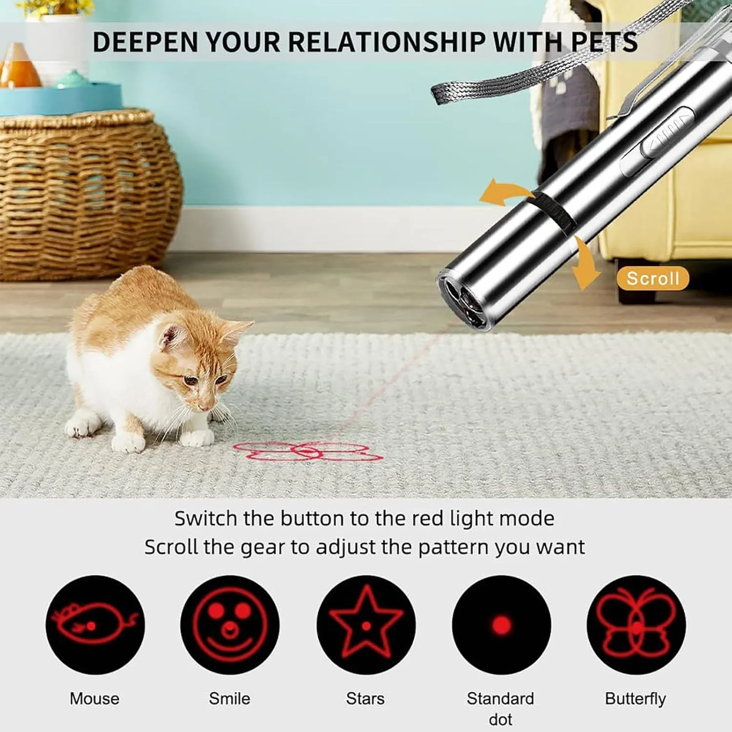 Cat Laser Pointer Toy, 2 Pack Rechargeable Cat Interactive Toys, Pet Toys
