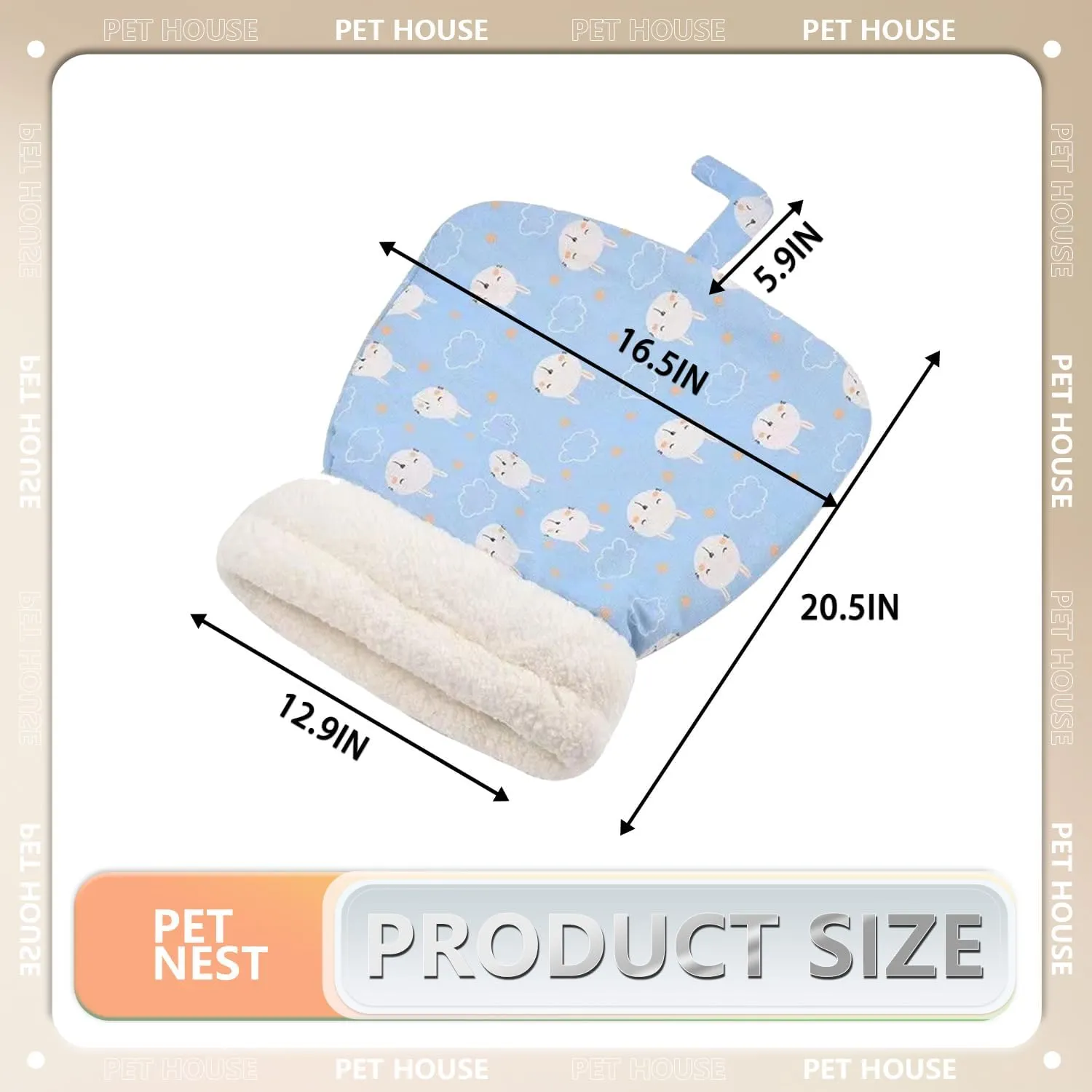 Cat Sleeping Bag, Soft Plush Winter Cat Cave Bed Self-Warming Sack for Indoor Cats Small Dogs (Blue)