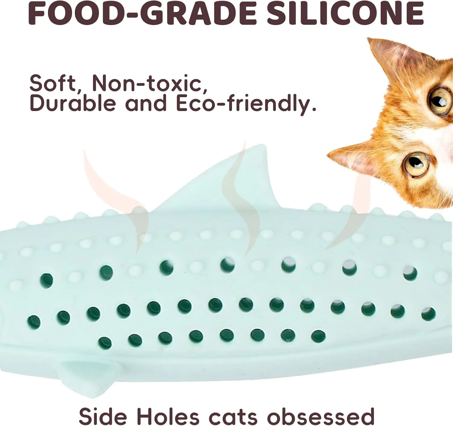 Cat Teething Toys, Fun Cat Fish Toy for Kittens Dental Care, Cat Treating Dispensing Toy No Catnip Included, Durable Cat Chew Toy (1 PCS), Green