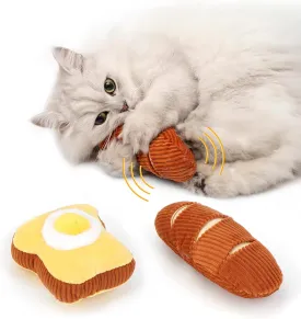 Cat Toys Baguette, 2 Pack, Soft and Durable Bell Sound with Catnip Inside, Interactive Indoor Kitten Kicker, 2 Size for All Breeds