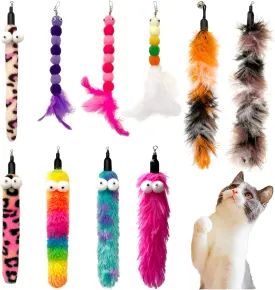 Cat Worm & Dragonfly Refills - Teaser Toys Cat Fishing Pole Wand Attachments (10Pcs)