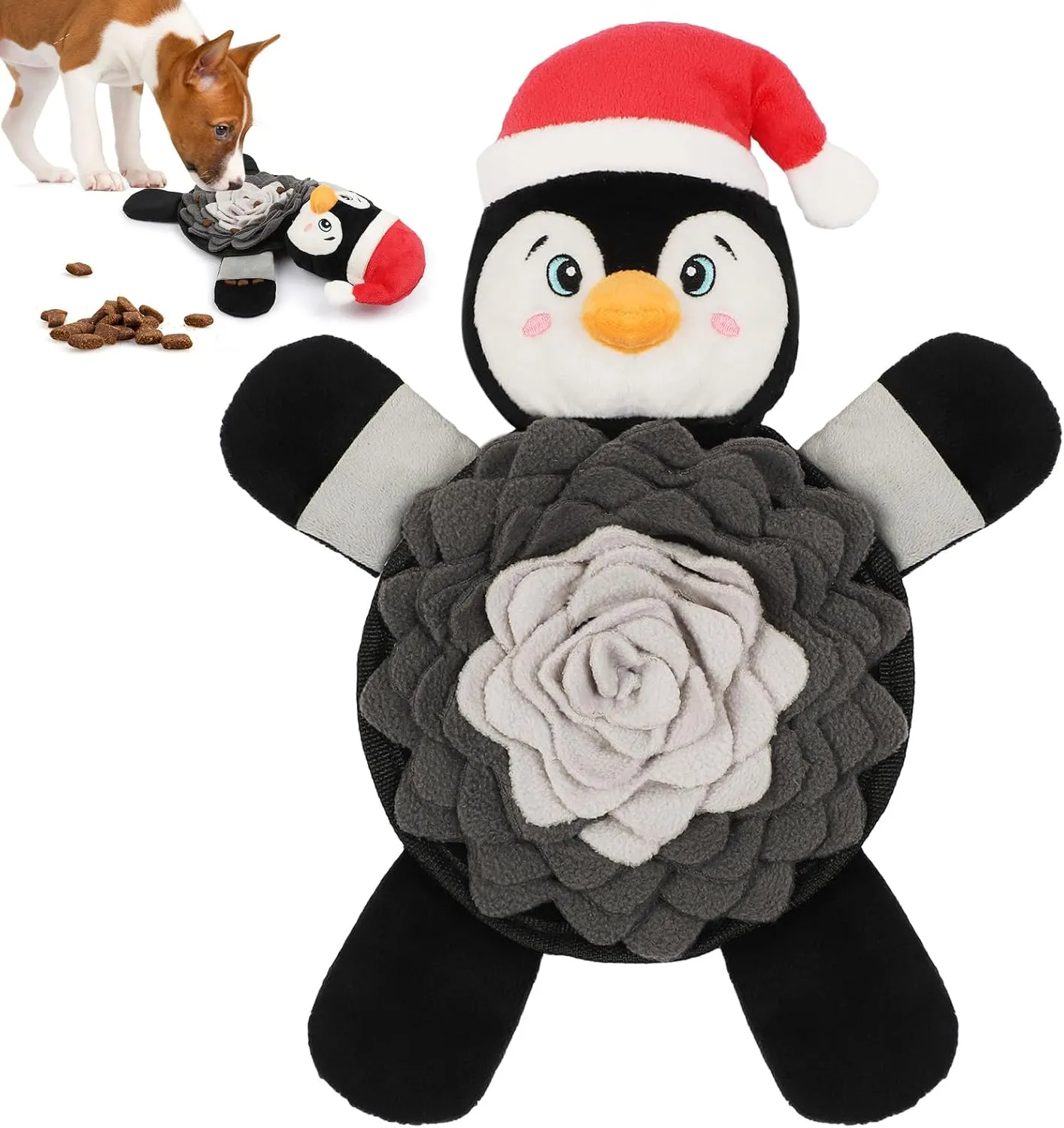 Christmas Squeaky Dog Toys, Plush No Stuffing and Snuffle Mat for Dog Puppy, Durable Chew Bite Toys for Small Medium Large Dogs, Interactive Xmas Penguin for Aggressive Chewers