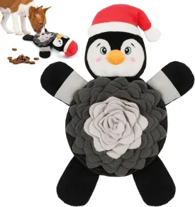 Christmas Squeaky Dog Toys, Plush No Stuffing and Snuffle Mat for Dog Puppy, Durable Chew Bite Toys for Small Medium Large Dogs, Interactive Xmas Penguin for Aggressive Chewers