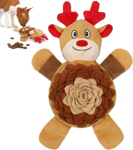 Christmas Squeaky Dog Toys, Plush No Stuffing and Snuffle Mat for Dog Puppy, Durable Chew Bite Toys for Small Medium Large Dogs, Interactive Xmas Reindeer for Aggressive Chewers