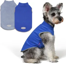 cyeollo 2 Pack Fleece Dog Sweater Pullover Dog Sweatshirt Reflective Lightweight Sweaters Pet Clothes for Small Dogs Boy Pet Apparel Blue, Mist Blue, S