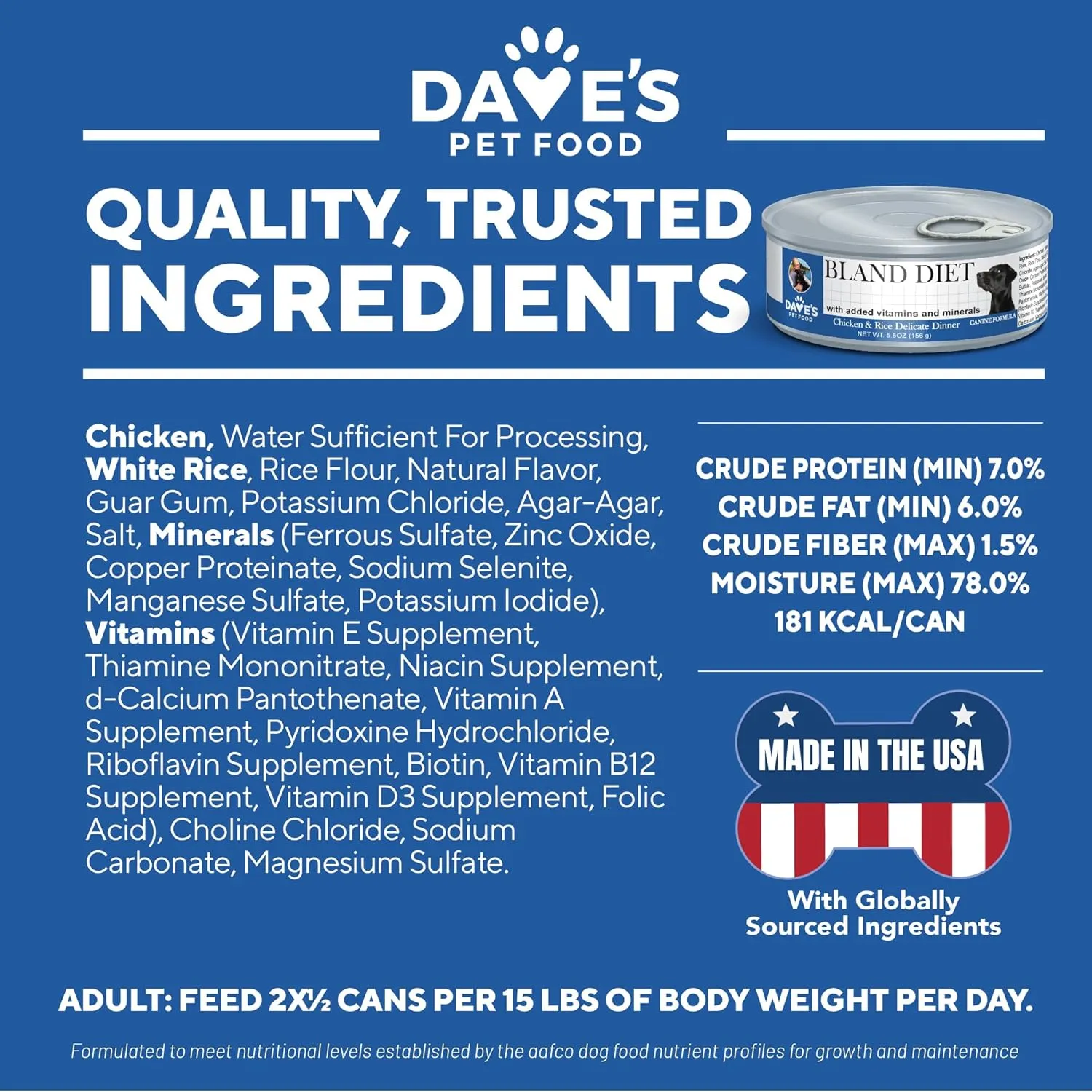 Dave's Pet Food Sensitive Stomach Dog Food (Chicken & Rice), Easy to Digest, Gluten-Free, Digestive Care, Wet Canned, 5.5 oz (Case of 24)