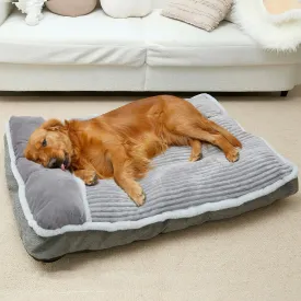 Dog Bed for Large Dogs, Dog Mattress with Pillow for Crate Kennel, Sofa pet Bed, Super Soft pet Bed for Medium, Jumbo, Small Dogs Breeds (Grey, Large-2:(36"x23"x3"))