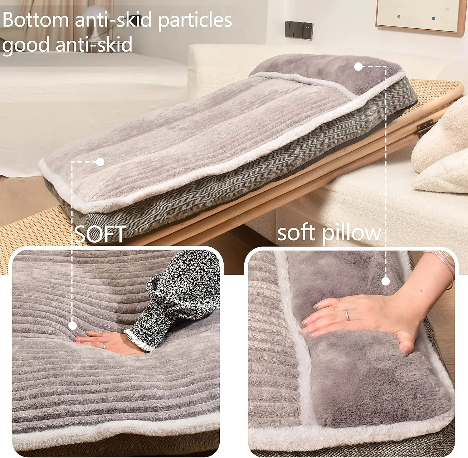 Dog Bed for Large Dogs, Dog Mattress with Pillow for Crate Kennel, Sofa pet Bed, Super Soft pet Bed for Medium, Jumbo, Small Dogs Breeds (Grey, Large-2:(36"x23"x3"))