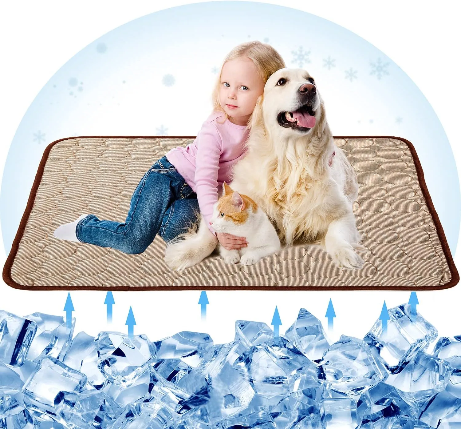Dog Cooling Mats Pet Cooling Mats Dog Sleeping Mats Dog Cooling Pads Dog Bed Mats Cat Bed Mats Cats Cooling Pad Cool Self Cooling Mat Pet Summer Cooling Mat Sleeping Pad(28x40''/70x100cm, Coffee)