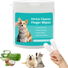 Dog Ear Cleaner Finger WipesPremium Ear Finger Wipes for Dogs Cats 50 Pcs Reduce Earwax Buildup Sooths Deodorizes Relieve Ear Itching Inflammation, Fresh Coconut Scent, Natural Ingredients (50 Pcs)