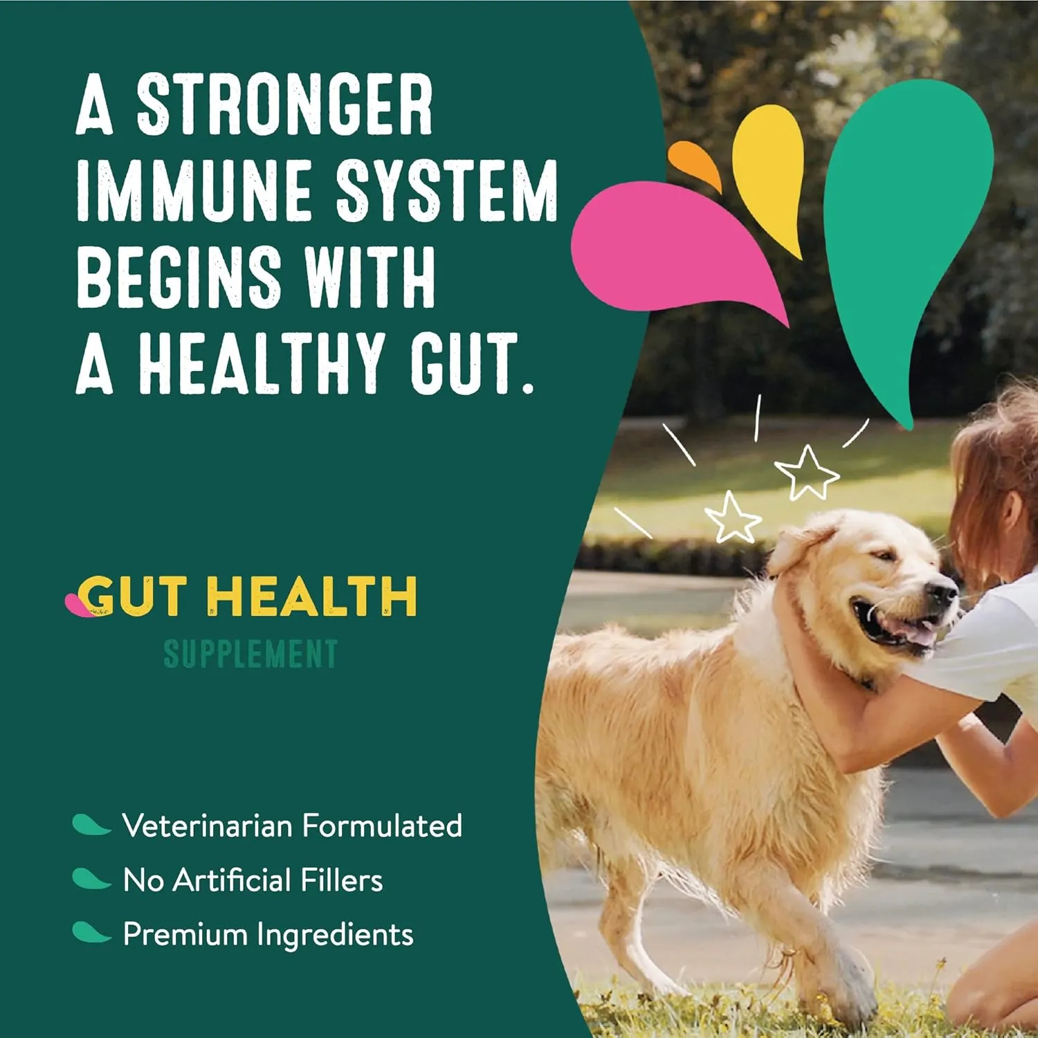 Dog Gut Health Probiotics Supplement | Improves Digestive Health and Immune System Support for Dogs and Puppies | All Natural Ingredients Tasty Kibble Dog Food Topper | 21 Count Pack
