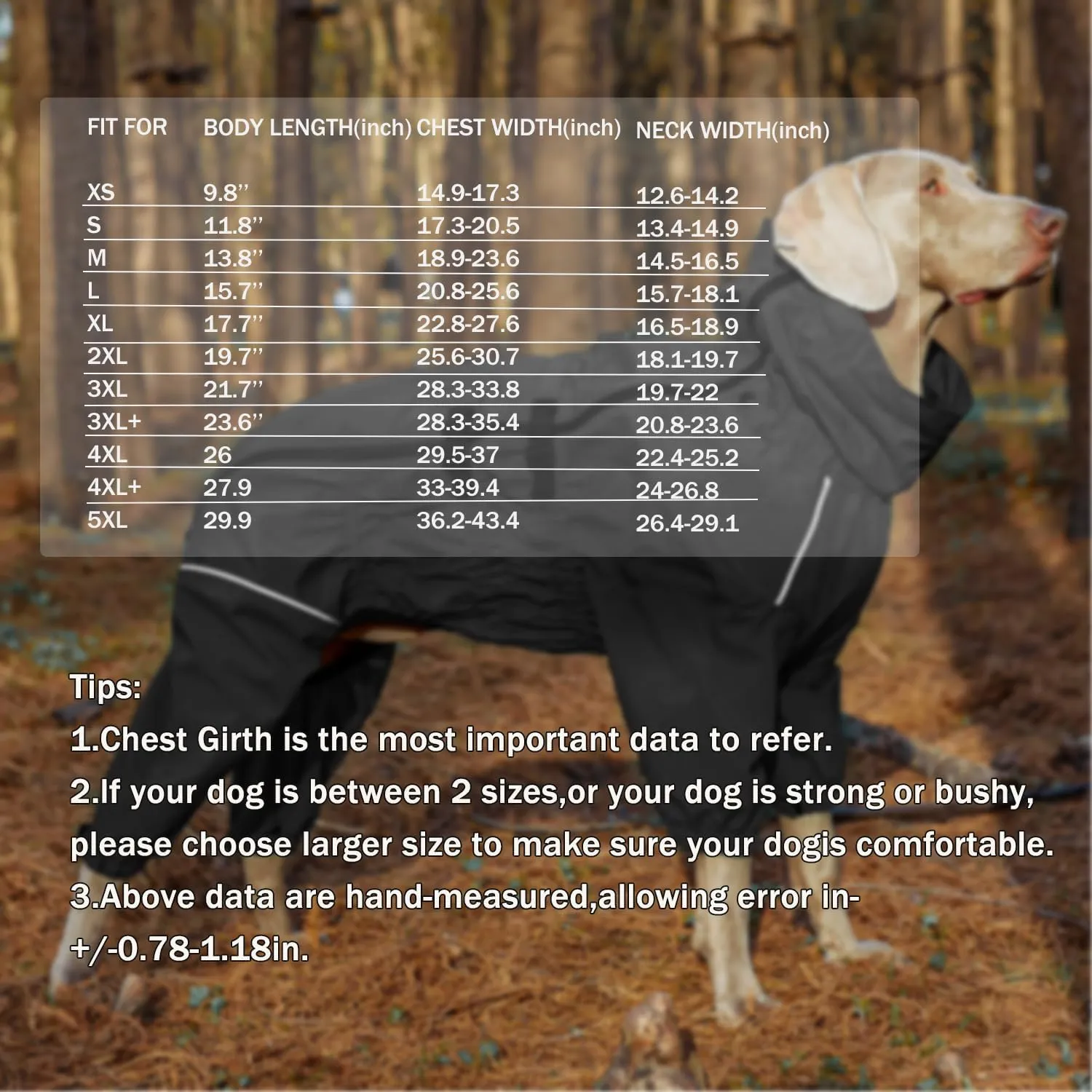 Dog Raincoat with Side Zipper Reflective Tape and Leash Holes,Waterproof Windproof Dirt-Resistant Warmth Dog Jacket with Elasticized Belly and Cuff Designs, Four Legs Design, Elastic Edge- Black L
