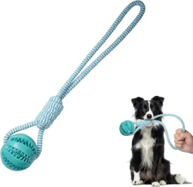 Dog Rope Toy for Medium and Small Dogs, Interactive Puppy Toys Tug of War Toy with Rubber Ball, Durable Outdoor Puppy Chew Toys for Teeth Cleaning, Fetch & Training (Orange) (Blue)