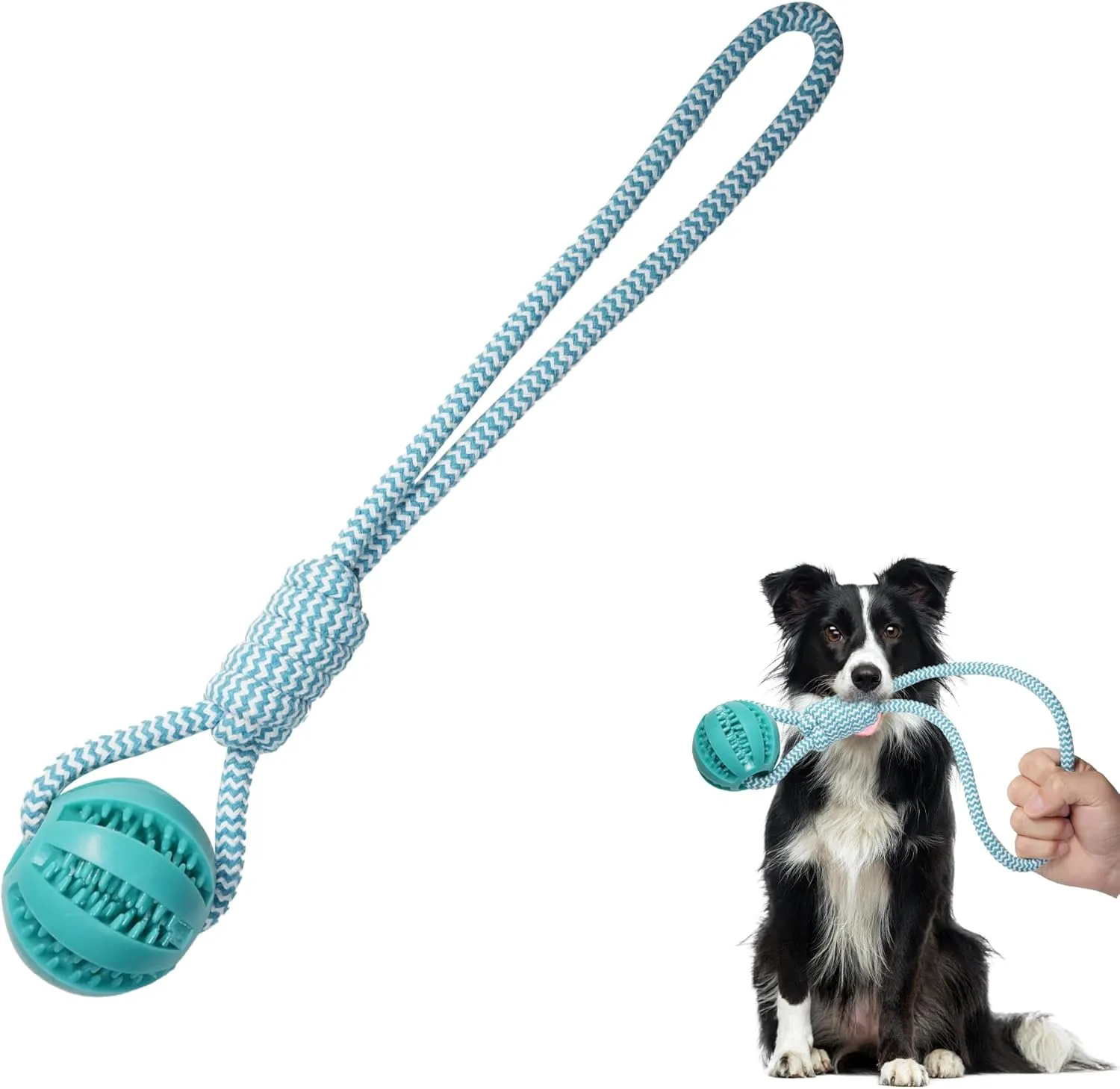 Dog Rope Toy for Medium and Small Dogs, Interactive Puppy Toys Tug of War Toy with Rubber Ball, Durable Outdoor Puppy Chew Toys for Teeth Cleaning, Fetch & Training (Orange) (Blue)