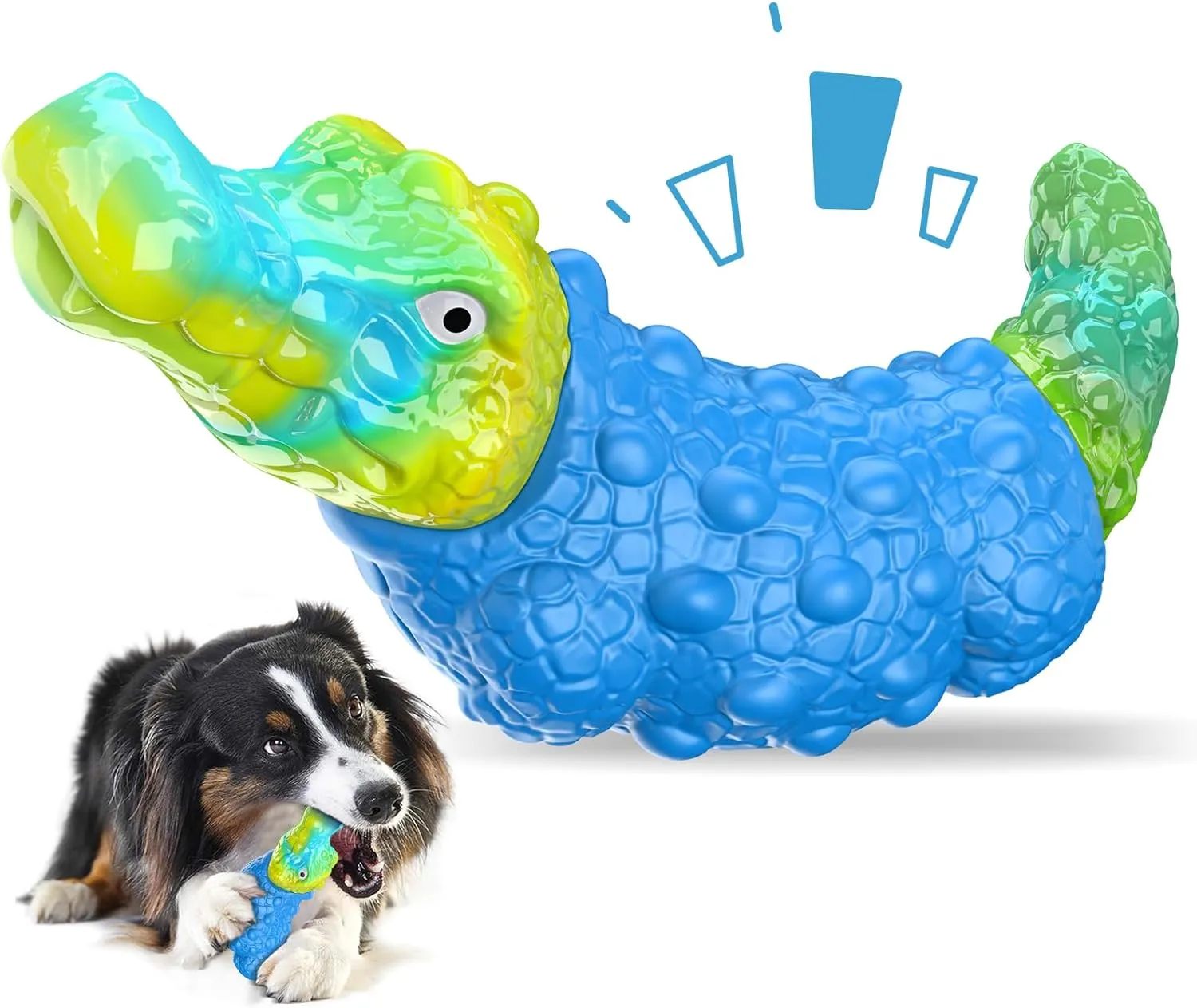 Dog Toys for Aggressive Chewers - Indestructible Dog Toy Squeaky Chew Toys for Large and Medium Breeds to Keep Them Busy, Bacon Flavor (Azure Blue)