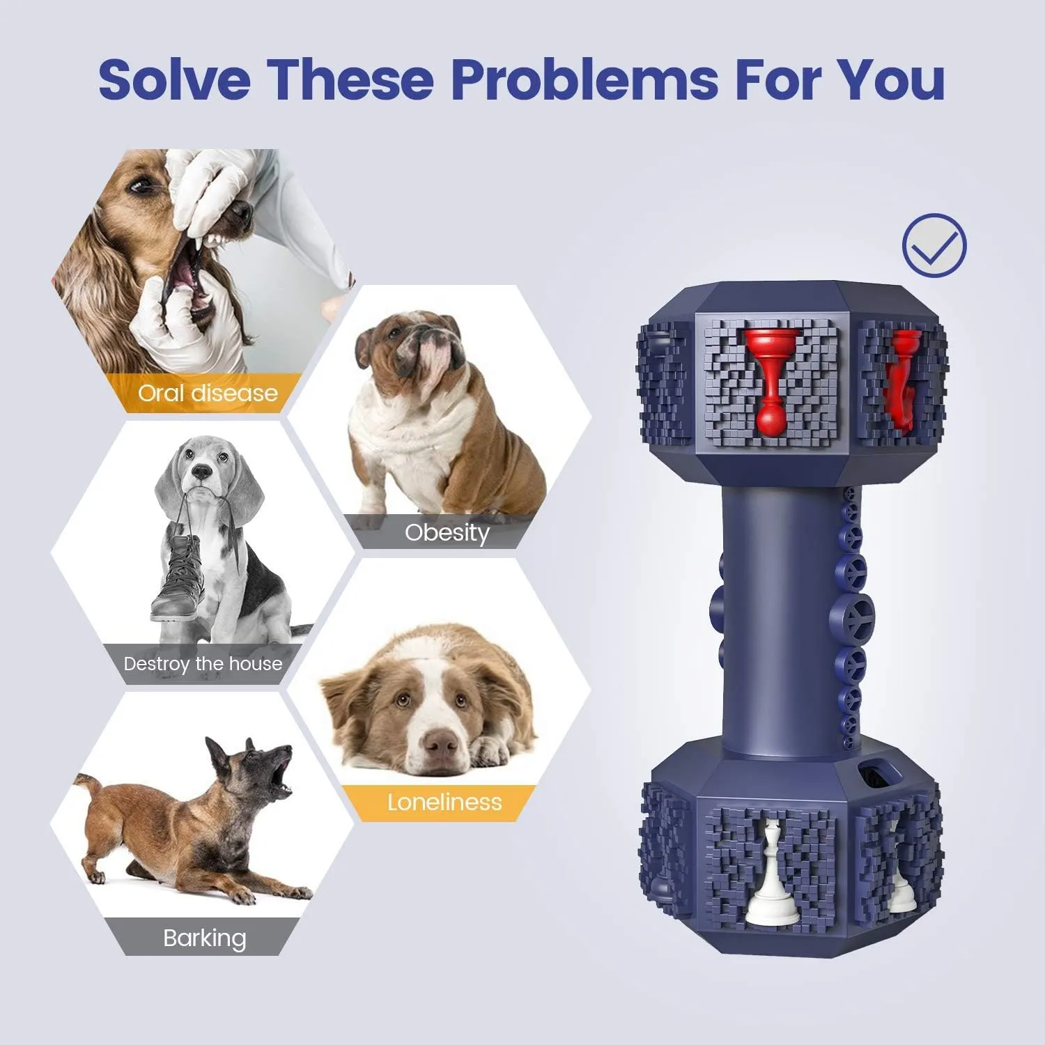 Dog Training Toys for Aggressive Chewers Pet Dumbbell Dog Chew Toy for Medium Small BreedsFood Grade Non-Toxic Dental Pet Toy(Dumbbell Toys, 6 in Medium)