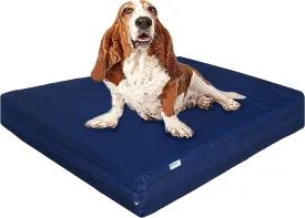 Dogbed4less Large Orthopedic Memory Foam Dog Bed for Medium to Large Dogs with Durable Waterproof Internal Case, Removable Washable Denim Cover   Bonus Pet Bed Cover, 41X27X4 Fit 42X28 Dog Crate, Blue