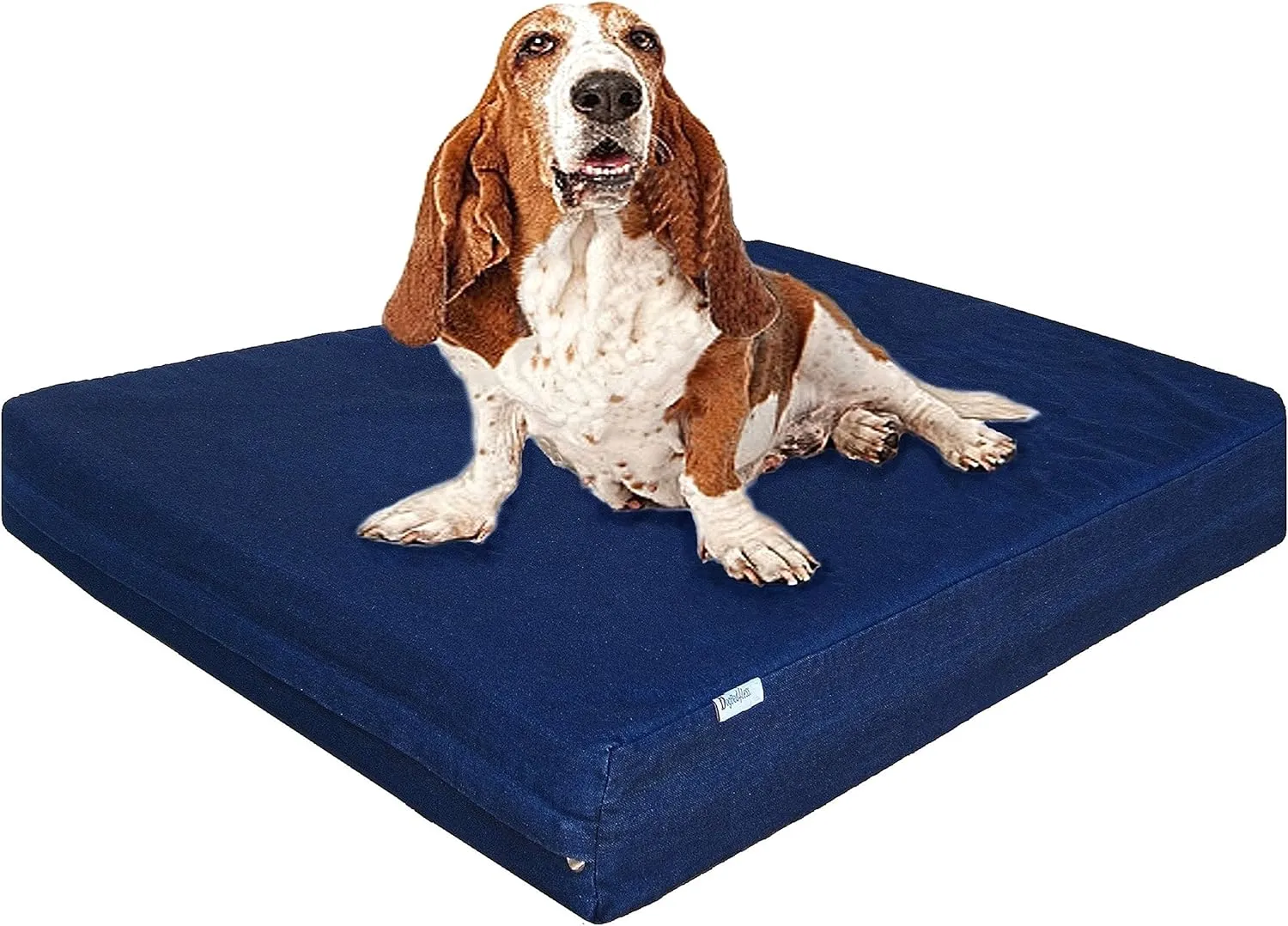 Dogbed4less Large Orthopedic Memory Foam Dog Bed for Medium to Large Dogs with Durable Waterproof Internal Case, Removable Washable Denim Cover   Bonus Pet Bed Cover, 41X27X4 Fit 42X28 Dog Crate, Blue