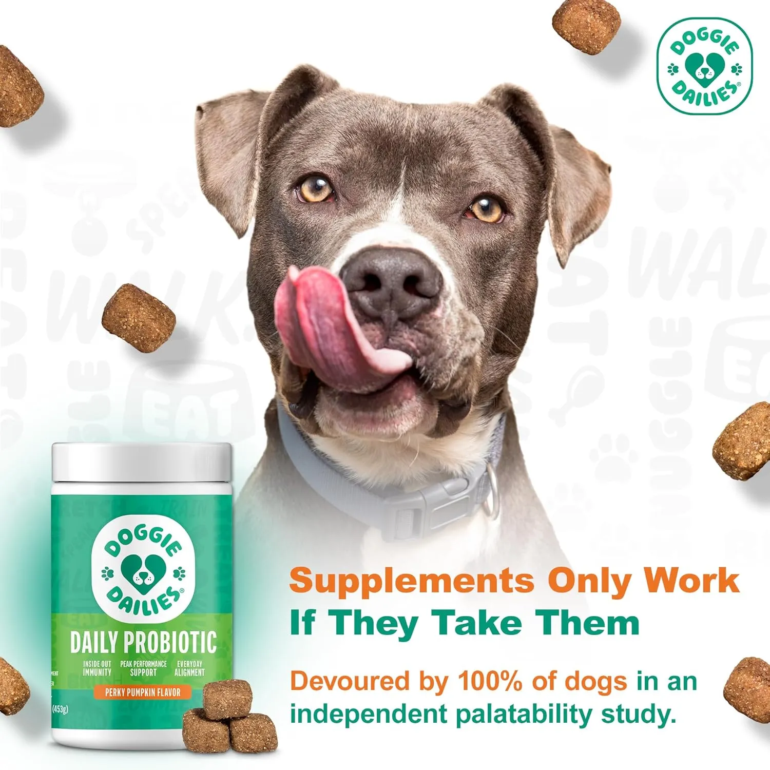 Doggie Dailies Probiotics for Dogs, 225 Soft Chews, Advanced Dog Probiotics with Prebiotics, Promotes Digestive Health, Supports Immune System and Overall Health (Pumpkin)