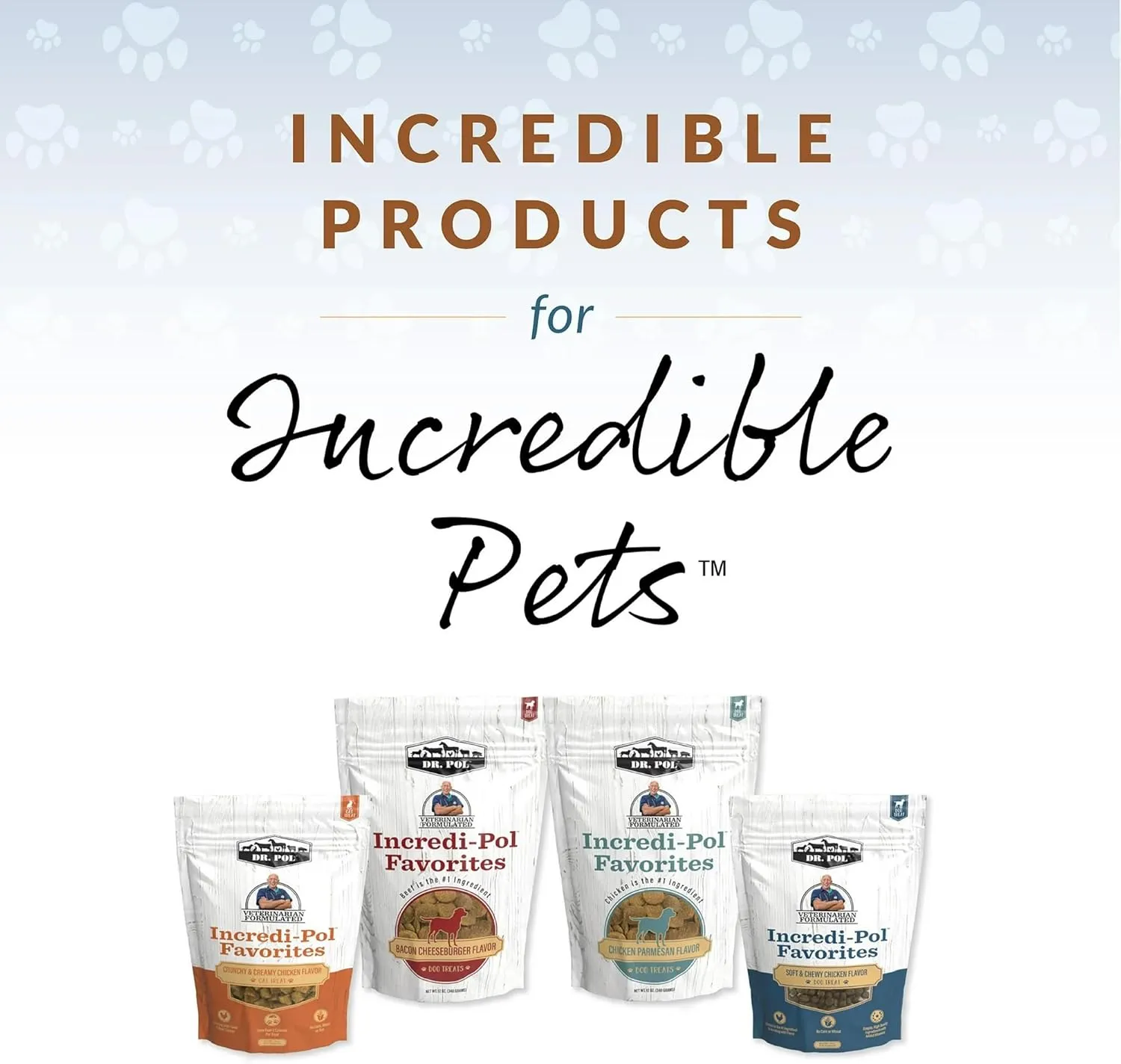 Dr. Pol Healthy All Natural Dog Treats - Incredi-Pol Pet Treats Made in USA, Dog Biscuits, Large or Small Dogs, Baked Puppy Training Biscuits, No Corn, Gourmet, Bacon Cheeseburger, 12oz x4