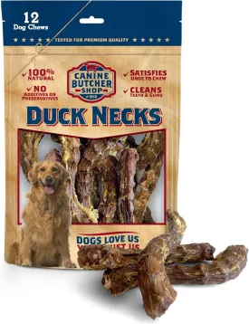 Duck Necks for Dogs, Raised & Made in USA, All-Natural Dog Chews, Treats (Pack of 12)